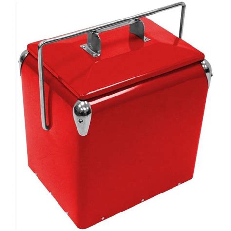 red metal cooler box|metal interior coolers.